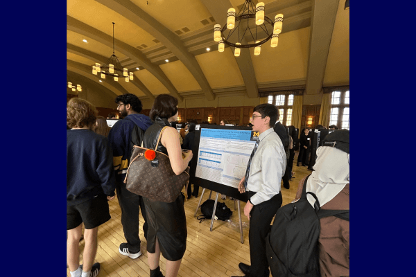 UROP student showcases ICPSR poster at Michigan League in April 2026